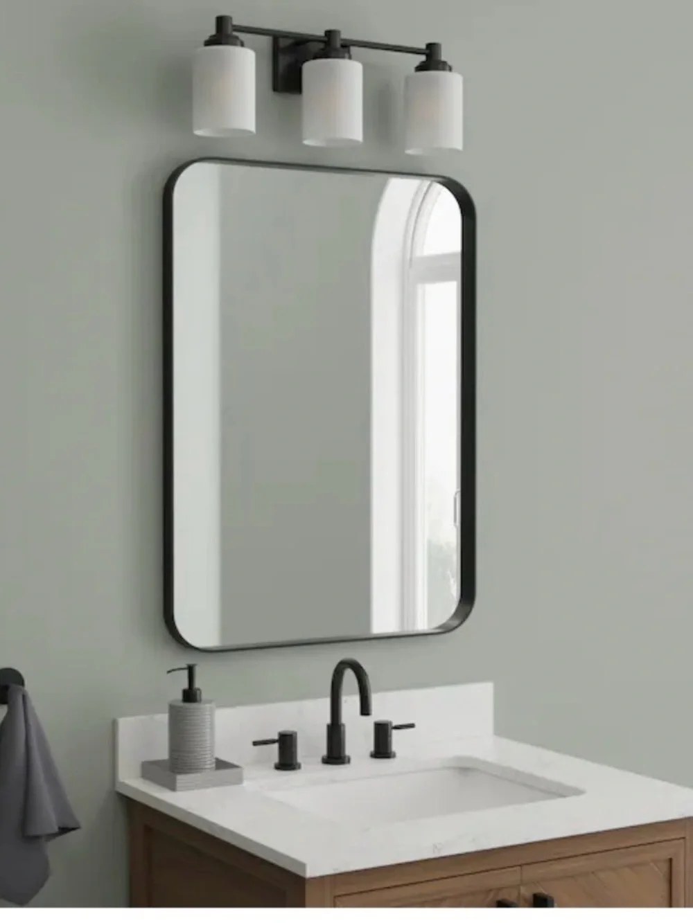 New Project Source Emma matte black Modern 3-Light Bathroom Vanity Light Fixture
